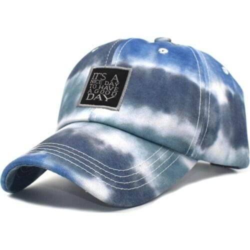 2021 New Fashion Hat Female Mens Baseball Cap Female Korean Alphabet Embroidery Tie-Dye Banquet Baseball Cap Hat