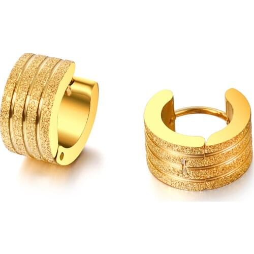 New Fashion Punk Gold Silver Color Stainless Steel Scrub Stud Earrings For Women Man Simple Circle Earring Female Jewelry Gift