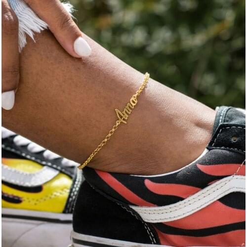 Customize 925 sterling silver Name Anklet Personalize Jewelry Fashion Gift Any Letter Alphabet Chain Anklets Birthday Gifts