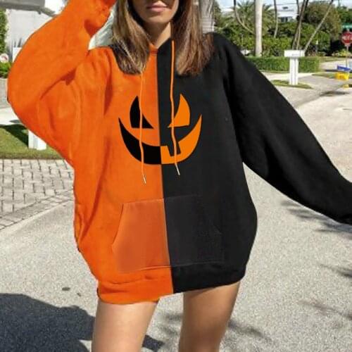 Couples with hooded long-sleeved Halloween sweater sweatshirt casual top printed ultra-autumn loose-fitting large size guard