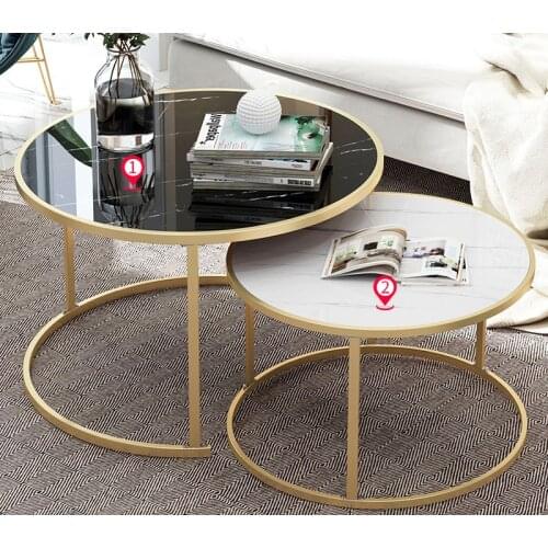 Nordic Light Luxury Coffee Table Sofa Corner Table Bedside Bedroom Marble Pattern Small Round Table Side Tables Furniture