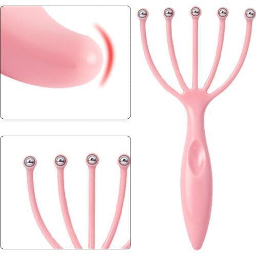 Hand Held Scalp Massager Five Finger Ball Roller Comb Head Relaxation SPA Scalp Head Care Massage Relax Tool