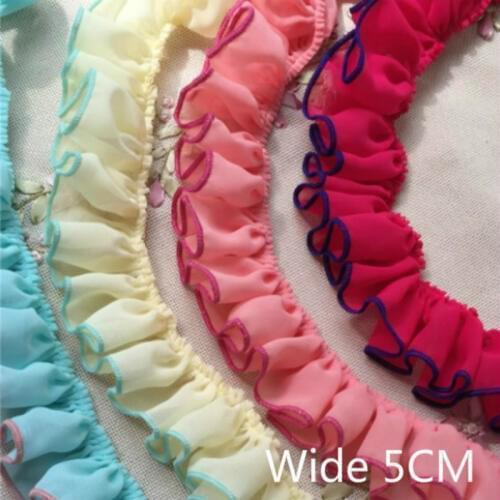 5CM Wide 3D Chiffon Pleated Tulle Lace Ribbon Fabric Trim DIY Crafts Headwear Cloth Dress Fringe Decor Sewing Guipure Supplies