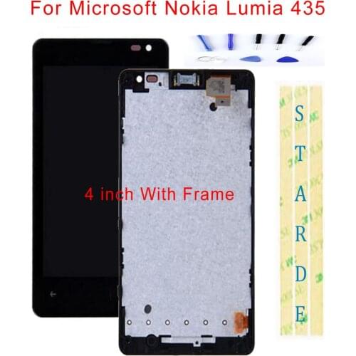 STARDE Replacement LCD For Microsoft Nokia Lumia 435 LCD Display Touch Screen Digitizer Sense Assembly Frame 4"