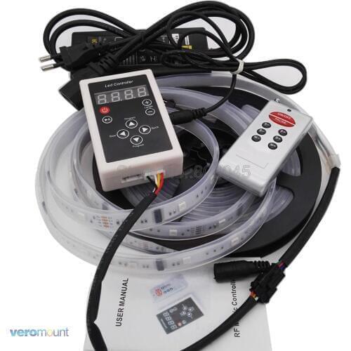 6803 IC Dream Color RGB LED Strip DC12V 5050 30LED/m IP20 IP67 Waterproof 5M + 133 Program RF Controller + Power Adapter