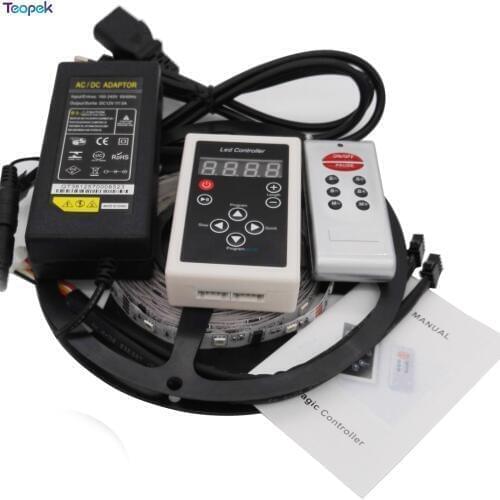 6803 IC Dream Color RGB LED Strip 5050 30LED/m IP20/IP67 Waterproof 5M + 133 Program RF Magic Controller +12v 5a Power Adapter