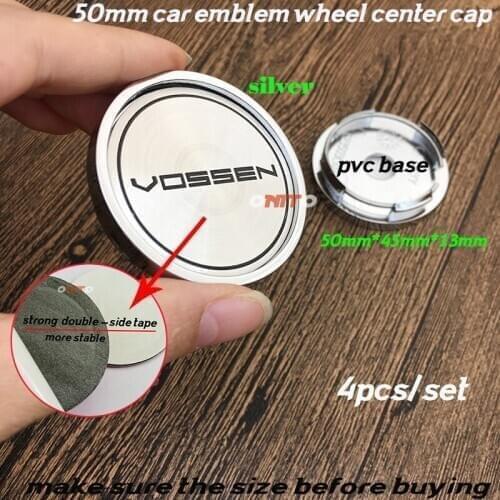 Decoration 4pcs/set 50MM 5CM silvery VOSSEN sticker emblem decal Wheel hub rim covers Wheel center cap badge accessorie