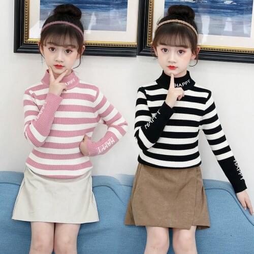 Kids Baby Girls Sweaters Striped Knitted Pullover Casual Long Sleeve Childrens Tops Teen Girls Clothes Warm Autumn Winter Cloth