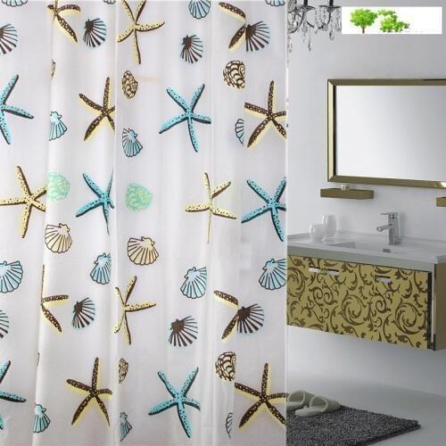 High quality Hot fashion starfish waterproof mold thick PEVA environmental protection shower bathroom shower curtain cut