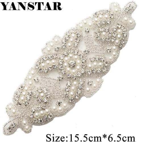 YANSTAR 5PCS Wholesale Rhinestone Applique With Beads Sewing On For Wedding Dresses Sash Bridal Gown Accessory YS899
