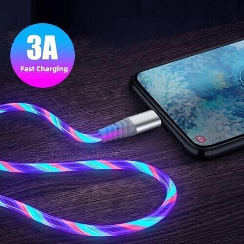 USB Type C Micro USB LED Lighting 3A Fast Charging Charger Cable Mobile Phone Quick Charger Cable For Samsung Huawei Xiaomi
