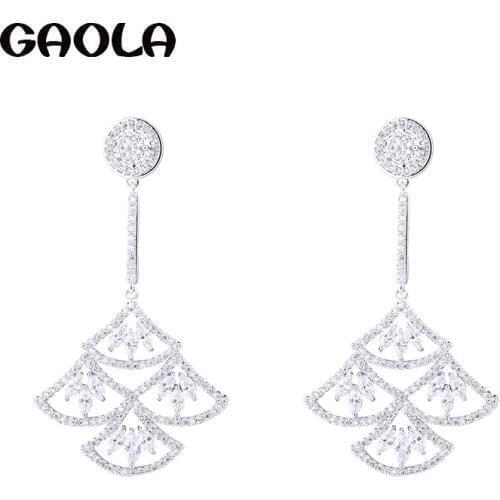GAOLA Flower Shape Cubic Zirconia Dangle Earrings For Women Girl Vintage Jewelry Accessory GLE6835