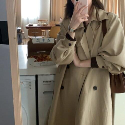 Womens retro vintage doubel-Breasted Belted Trench Coat with Hood ST153