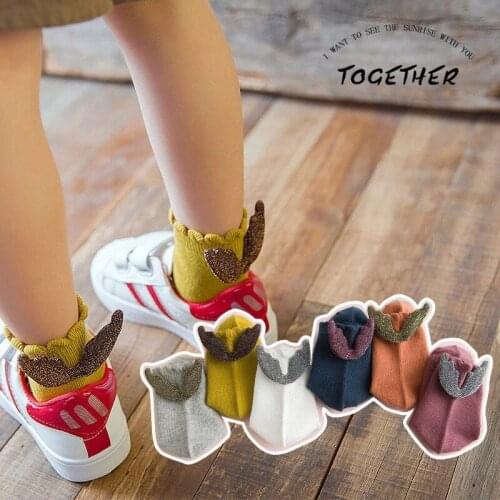 1 Pair Cute Childrens Socks For 1 To 8 Years Old Baby Boys And Girls Breathable Fashion Soft Cotton Made Socks With Angel Wing