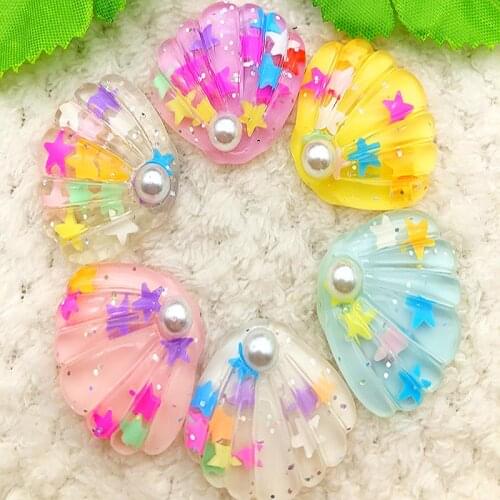 10PCS 28mm AB pearl shell Resin Rhinestone Flatback Wedding Diy Button Crafts