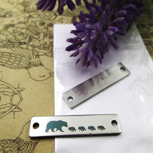 20pcs--Mama Bear four Cubs Connector stainless steel charms more style for choosing DIY Charms pendants for necklace 30x7mm