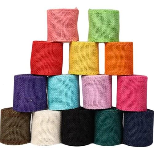 2Meter Multic Natural Jute Burlap Hessian Ribbon Rolls Vintage Rustic Wedding Decoration Christmas Wrapping Festival Home Decor