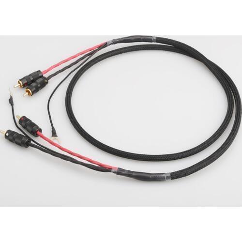 2 RCA to 2 RCA ground U spade plug Audio Phono Tonearm Cable with Ground Wire for LP Vinyl Record player signal cable