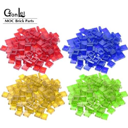 200Pcs/lot MOC Brick Flat Tile 1x1 with Groove Parts Building Blocks DIY Creative Toys Compatible with 3070b Rebrickable Tiles