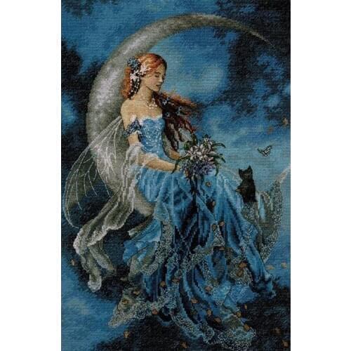 2021 Drop Shipping Embroidery Wind Moon Fairy Cross Stitch with Pattern with 100% Cotton Flosses & Free Shipping for Wall Decor