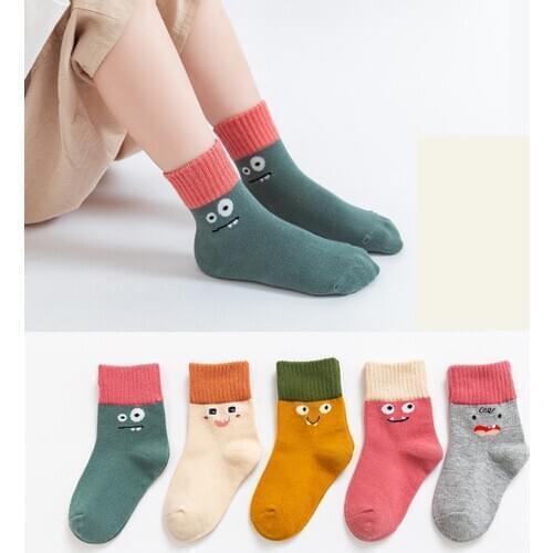5 Pairs/lot 1 to 5 Years baby Autumn Winter Beautiful Socks For Toddlers Girls Cute Animal Socks For Boys Cotton Kids Socks
