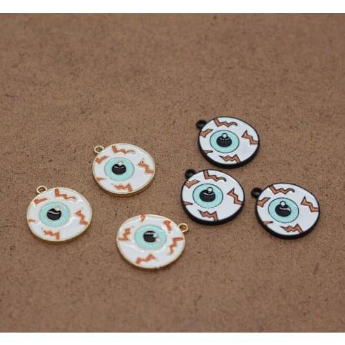 5pcs 21x18mm Alloy Enamel Eyeball Earring Charms Punk Eye Necklace Keychains Pendant Decor Crafts Accessory Diy For Jewelry Make