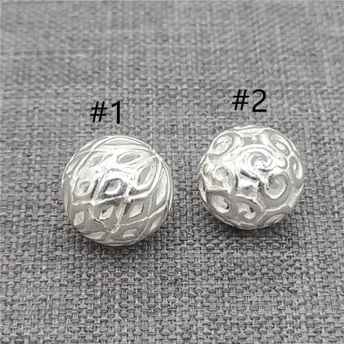5pcs of 925 Sterling Silver Hollow Round Beads Spiral Checkered for Bracelet