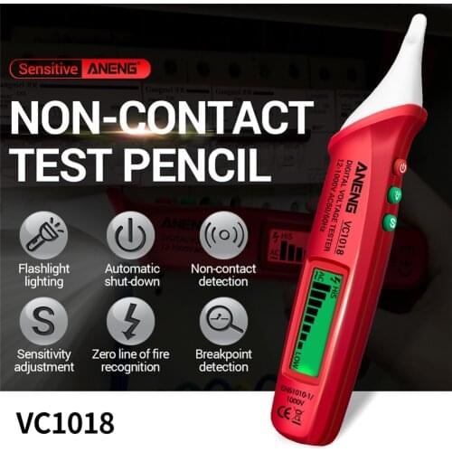 ANENG VC1018 Non-contact Electric Tools Sensor Tester Pen Digital Intelligent AC Voltage Meter 12V-1000V Voltmeter Buzzer Detect