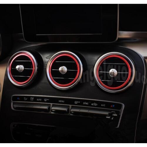 Angelguoguo Instrument panel Air outlet decoration ring sticker Fit for Mercedes Benz C Class W205/GLC/2016-2018 E class W213