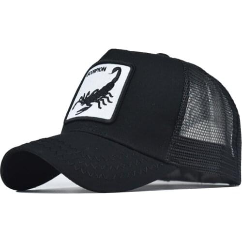2020 Hot Mesh Animal Scorpion Baseball Snapback Caps Snake Monkey Embroidery Adjustable Cap Women Men Truck Driver Bone Hat