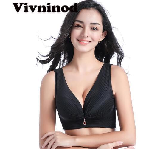 Vivninod Wire Free Bras for Women Plus Size Brassiere Comfort Push Up Bra Underwear Wide Straps and Back Support 34-52 C D E cup