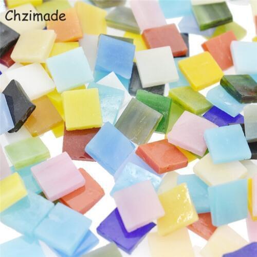 Chzimade 450Pcs Mixed Color Square Glass Mirror Mosaic Tiles For Bathroom Wall Diy Handmade Crafts Home Decoration