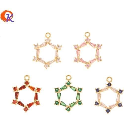 Cordial Design 20Pcs 15*19MM Jewelry Accessories/CZ Charms/Genuine Gold Plating/Hand Made/DIY Earrings Making/Rhinestone Pendant