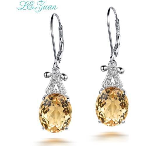 I&zuan 4.75ct Natural Citrine Drop Earrings Real 925 Sterling Silver Fine Jewelry Trendiest Earrings For Women Aretes E0070-W05