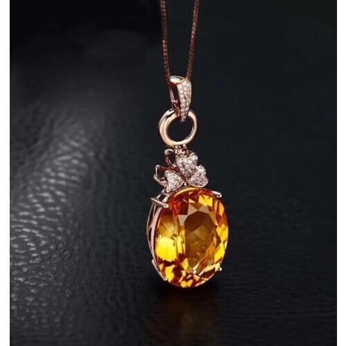 Classic yellow citrine gem pendant for necklace women silver fine jewelry bright yellow color 925 sterling silver party gift
