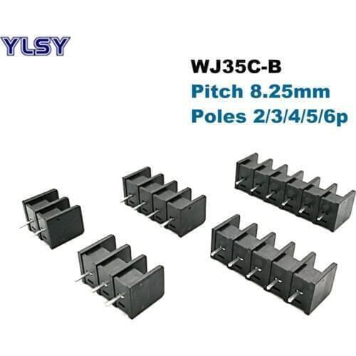 10Pcs Pitch 8.25mm Barrier Screw PCB Terminal Block 35C-B Bornier Straight 2/3/4/5/6Pin Wire Connector Morsettiera Cable 2.5mm2