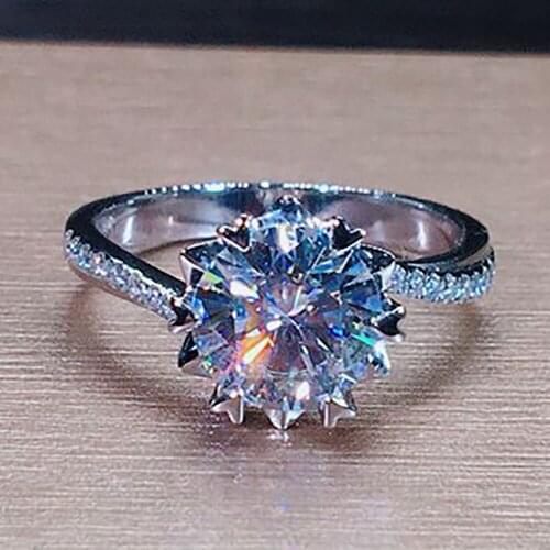 18K Au750 White Gold Women Wedding Party Engagement Ring 1 2 3 4 5 Carat Round Moissanite Diamond Ring Snowflake Trendy Classic