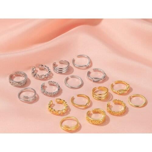 8PCS Adjustable Toe Rings for Women Flower Arrow Band Open Tail Ring Women Beach Foot Jewelry Set