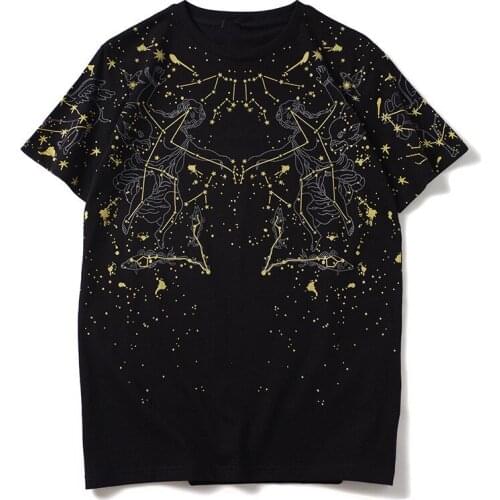 2021 Summer Fashion Men/Womens casual loose T-shirts Top High Quality starry sky print Tee Shirt C850