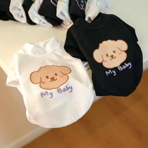 Summer Cartoon Dog T-shirt Clothes For Pet Small Medium Dog Vest Fabric Exquisite Easy To Wash Puppy Clothes Dog Costume