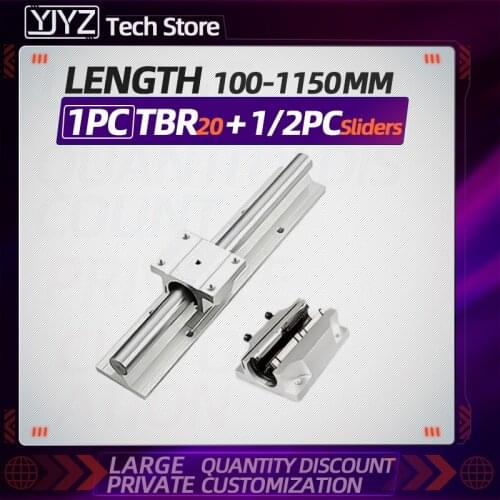 TBR20 linear guide rail: 1pcs TBR20 L 100mm to 1150mm linear rail + 1pc/2pc TBR20UU or TBR20LUU block