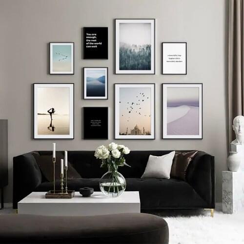 Meditative Art Taj Mahal Yoga Sunset Landscape Canvas Painting Foggy Forest Sky Poster Print Nordic Wall Picture Home Decoration