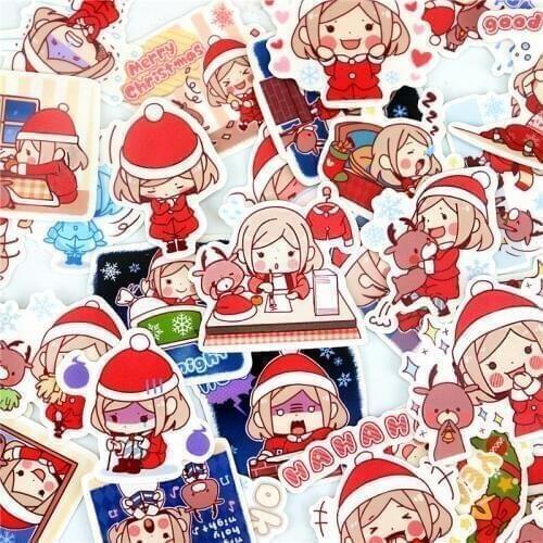 40pcs cute Christmas girl stickers Travel Funny JDM Stickers for DIY Sticker on Suitcase Luggage Laptop Bicycle Skateboard Car