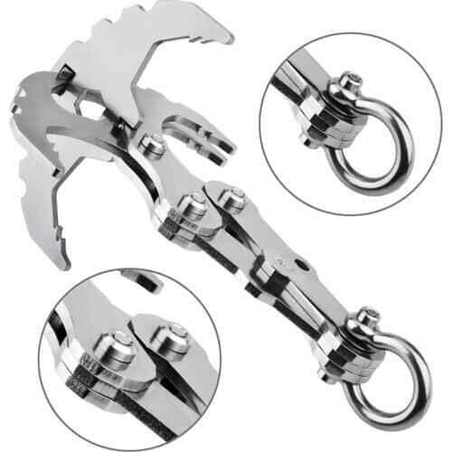 Multifunctional Outdoor Climbing Claw Stainless Steel Survival Folding Grappling Hook Carabiner Travel Rescue Tool Climbing Tool