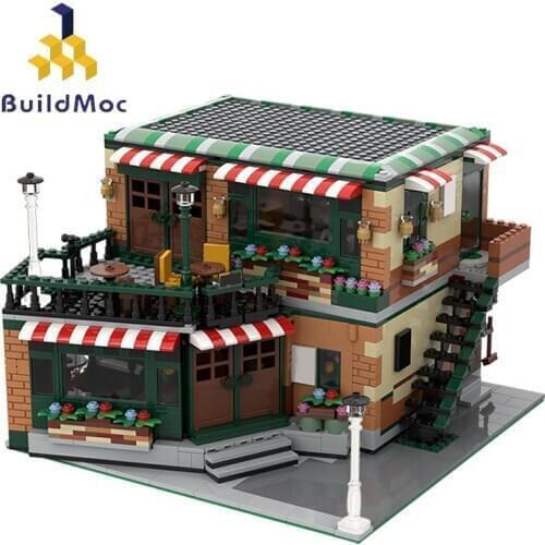 MOC Ideas Classic TV Friends Central Perk Cafe Big-Bang Theory Modular Shop Pub City House Building Blocks Architecture Toy Gift
