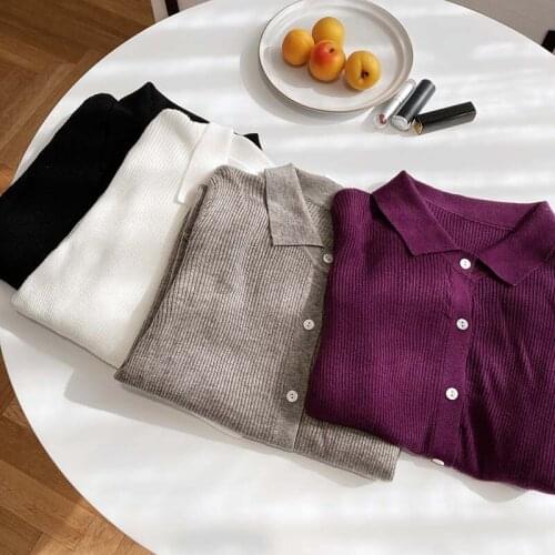 Mooirue Women Knitted Cardigan Long-sleeved Lapel Sweater Womens 2020 New Slim Sweater Coat