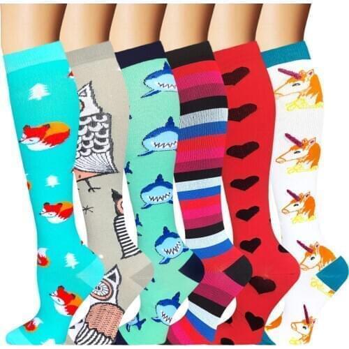 Newest Animal Compression Stockings Unisex Fox Penguin Cat Rabbit Funny Socks Varicose Veins Blood Circulation Pressure Outdoor