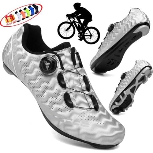 Newly Listed Wave Pattern Cycling Shoes Men SPD Road Cycling Shoes Outdoor Sports Self-locking Ultralight Mtb Cycling Shoes 2021