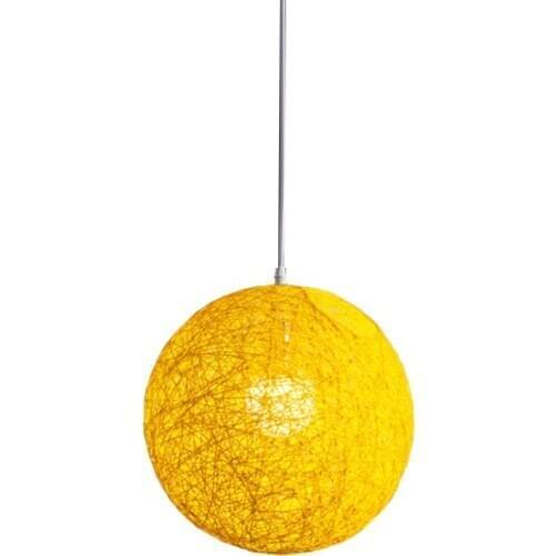 New Yellow Bamboo, Rattan And Hemp Ball Chandelier Individual Creativity Spherical Rattan Nest Lampshade