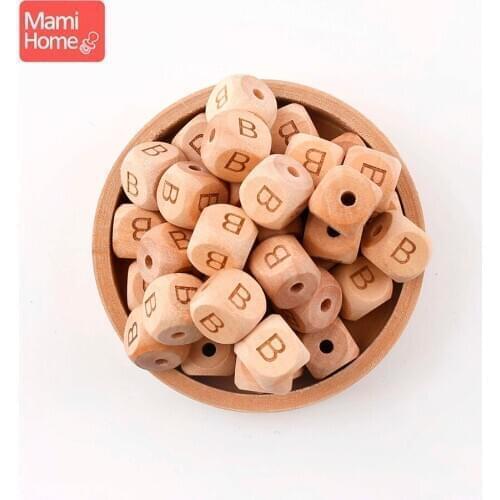 Mamihome 100pc Baby Teether English Letters Wood Beads Blank For Pacifier Chain DIY Pacifier Pendan Chew Toys ChildrenS Goods